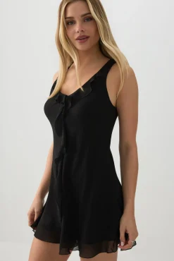 Chiffon Sleeveless Mini Dress with Ruffles