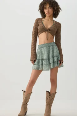 Chiffon Tiered Mini Skirt