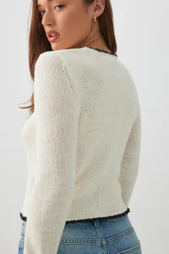 Contrast Trim Button Front Crop Cardigan