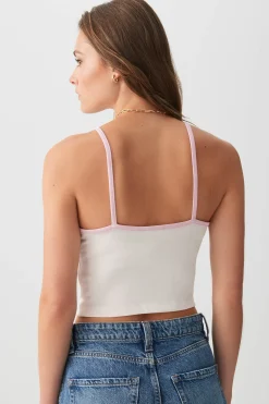 Contrast Trim Graphic Tank Top