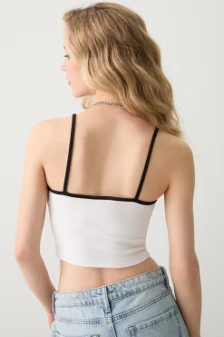 Contrast Trim Graphic Tank Top