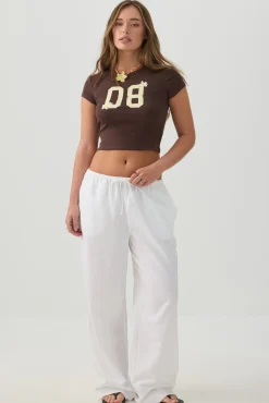 Cotton Blend Ribbed Crop T-Shirt