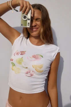 Cotton Blend Ribbed Crop T-Shirt