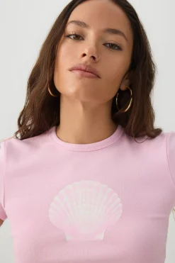 Cotton Blend Ribbed Crop T-Shirt