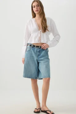 Cotton Crop Front Tie Top