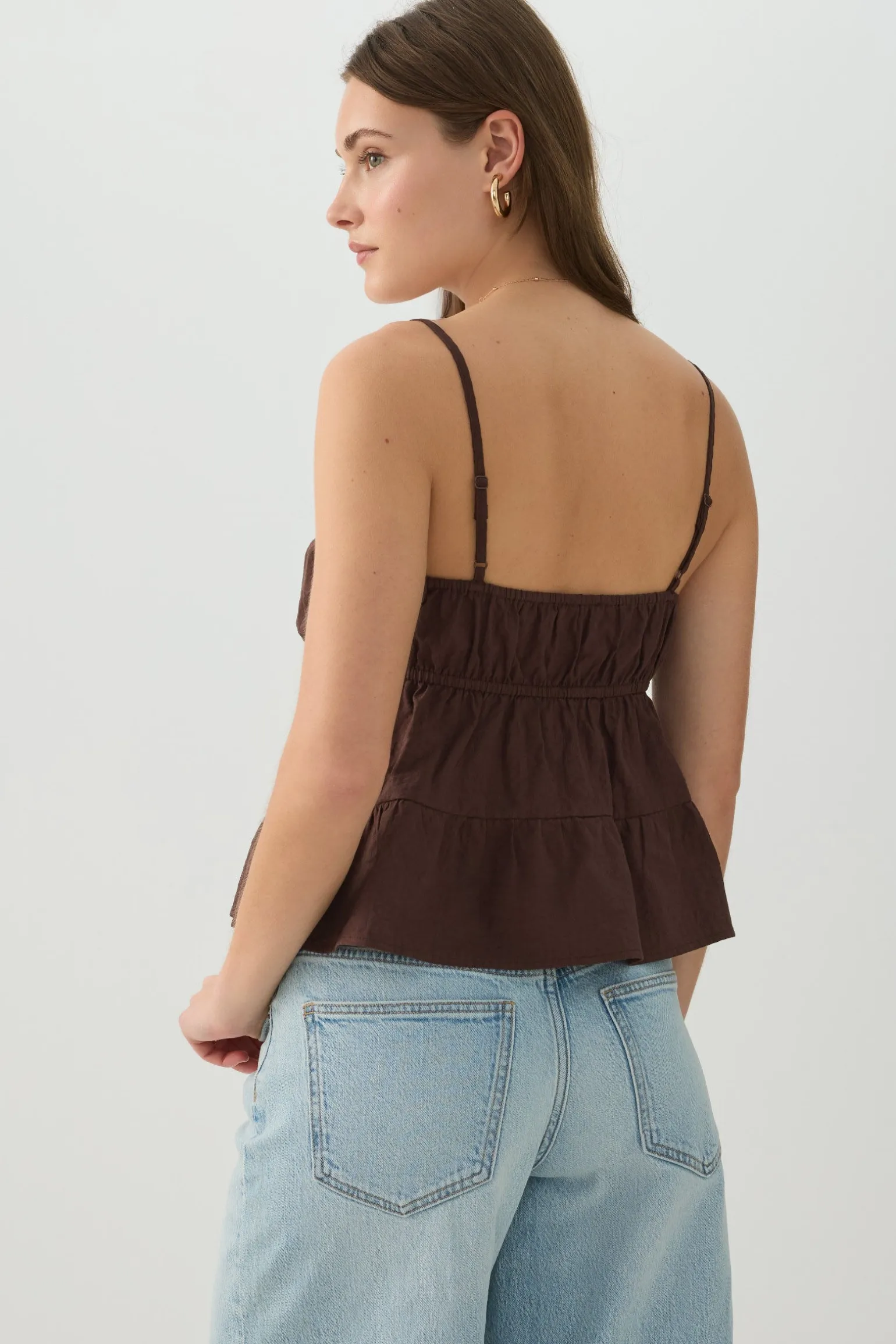 Cotton Crop Tank Top with Front Tie