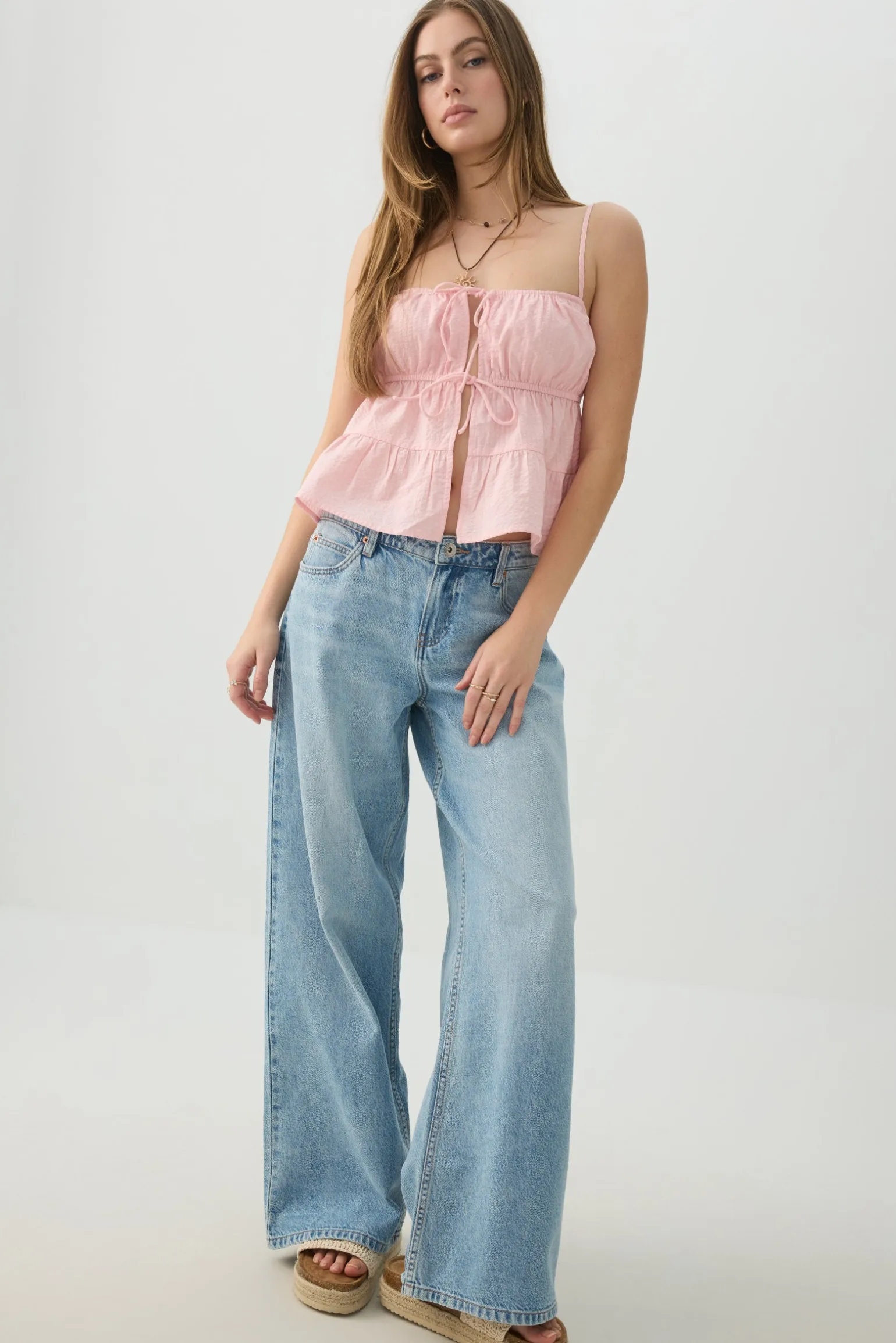 Cotton Crop Tank Top with Front Tie