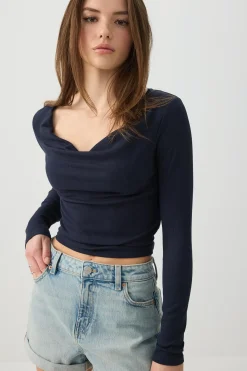 Cowl Neck Long Sleeve Top