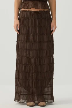 Crinkled Chiffon Tiered Maxi Skirt