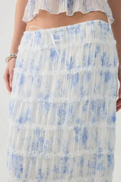 Crinkled Chiffon Tiered Maxi Skirt