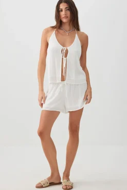 Crinkled Mid Rise Midi Shorts
