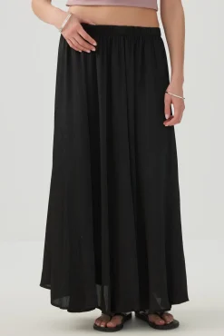 Crinkled Satin Maxi Pleated Skirt