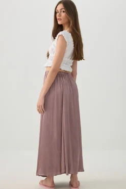 Crinkled Satin Maxi Pleated Skirt