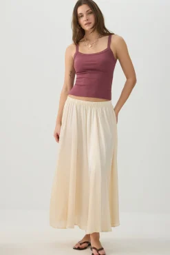 Crinkled Satin Maxi Pleated Skirt