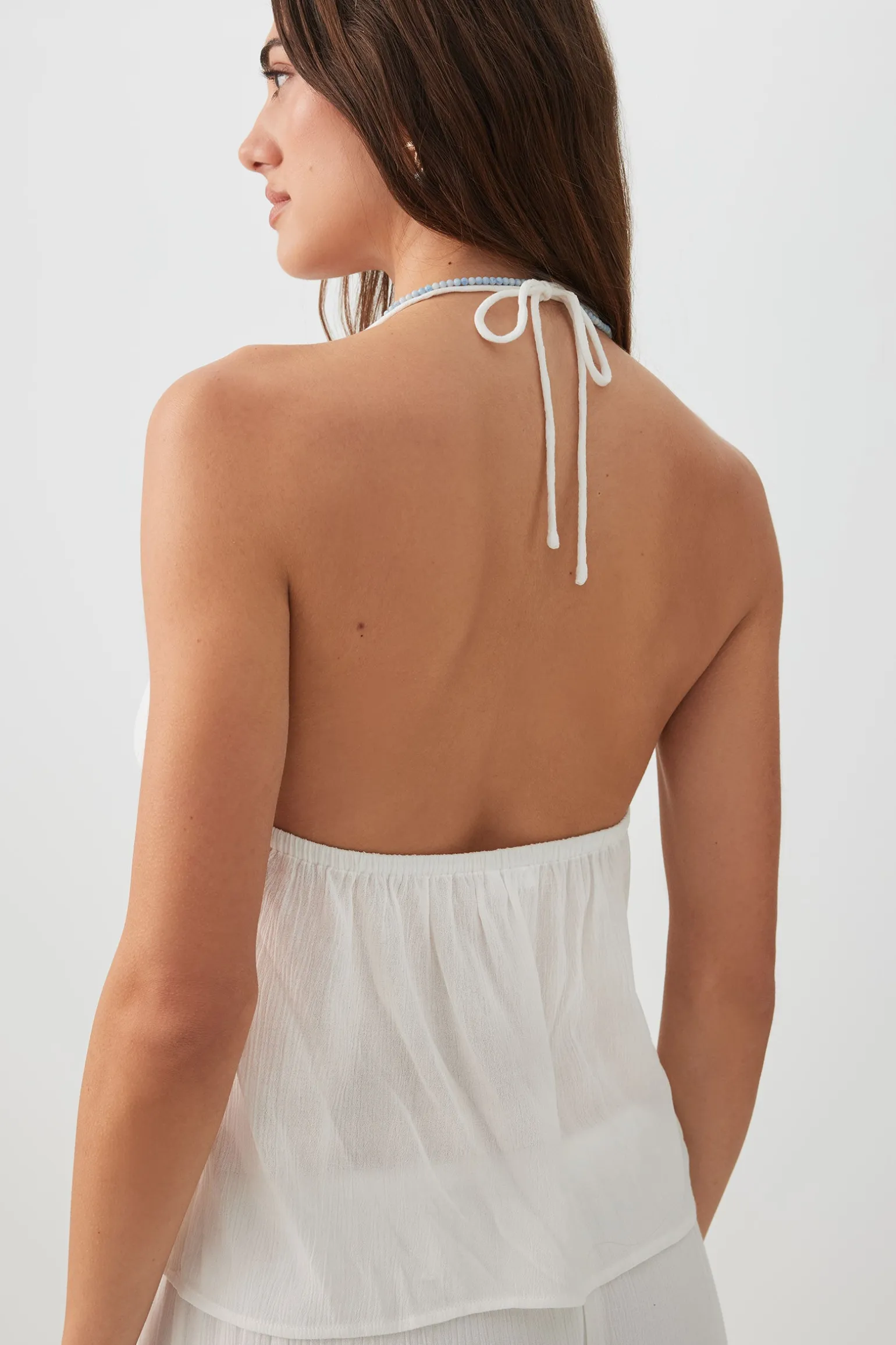 Crinkled Tie Front Tank Top