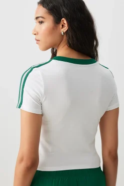 Crop Graphic Contrast V-Neck T-Shirt