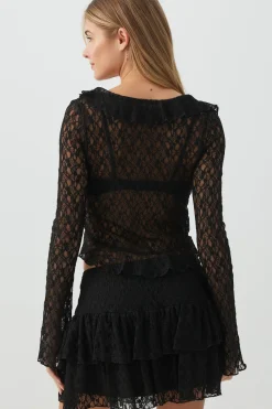 Crop Lace Cardigan with Frills