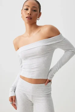 Crop Off Shoulder Long Sleeve Top