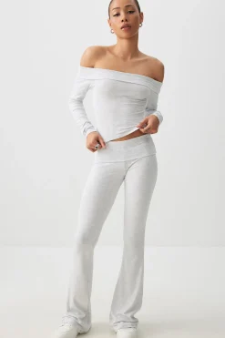 Crop Off Shoulder Long Sleeve Top