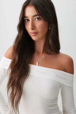 Crop Off Shoulder Long Sleeve Top