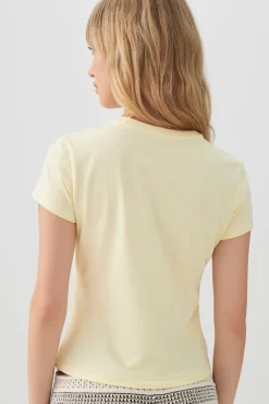 Cropped Baby T-Shirt with Beaded Motif