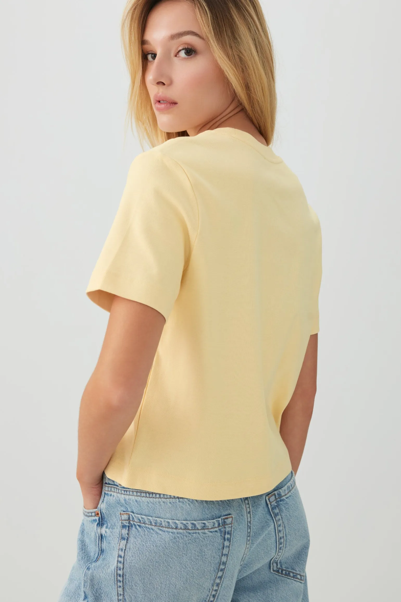 Cropped Boxy Crew Neck T-Shirt