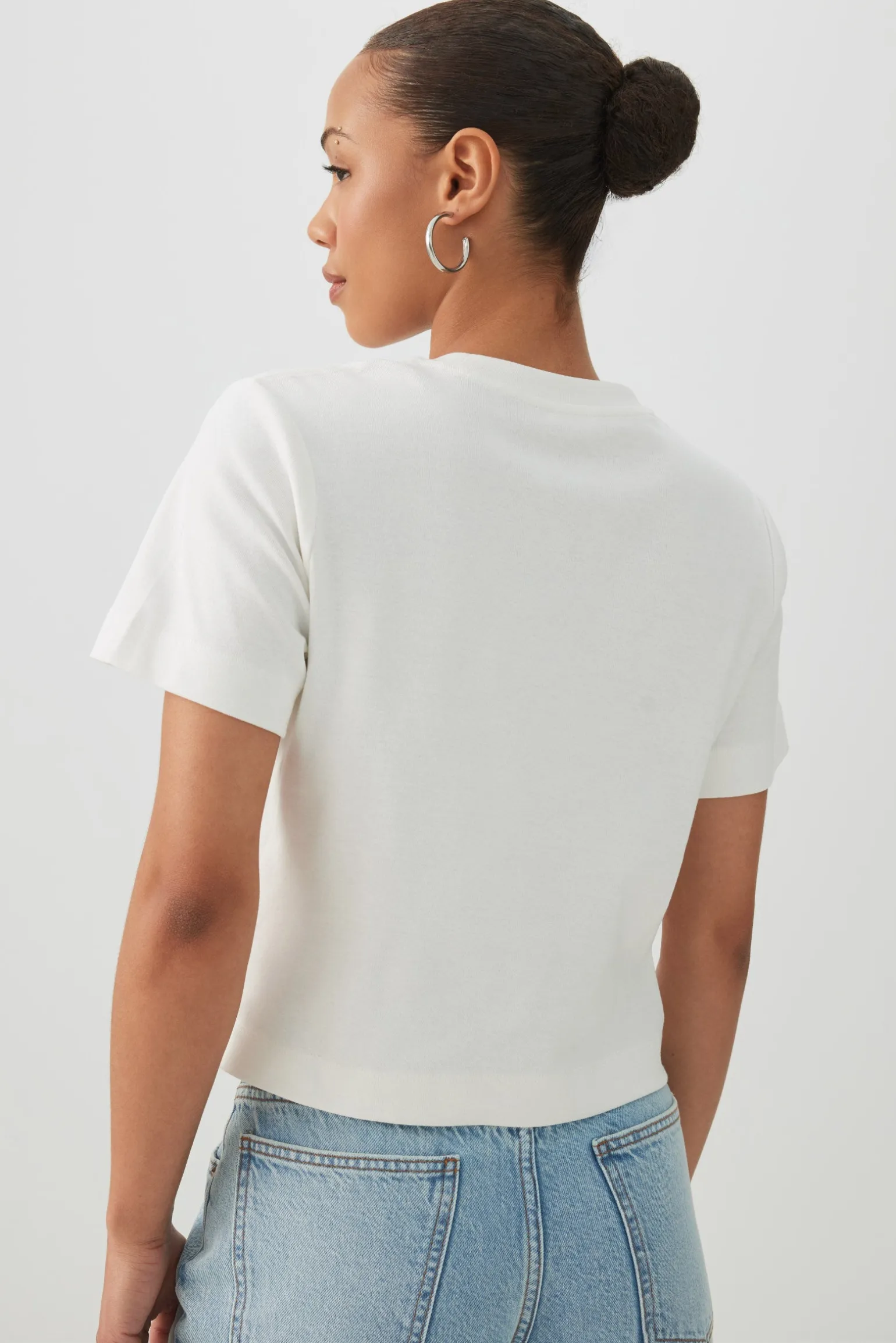 Cropped Boxy Crew Neck T-Shirt