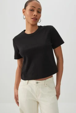 Cropped Boxy Crew Neck T-Shirt