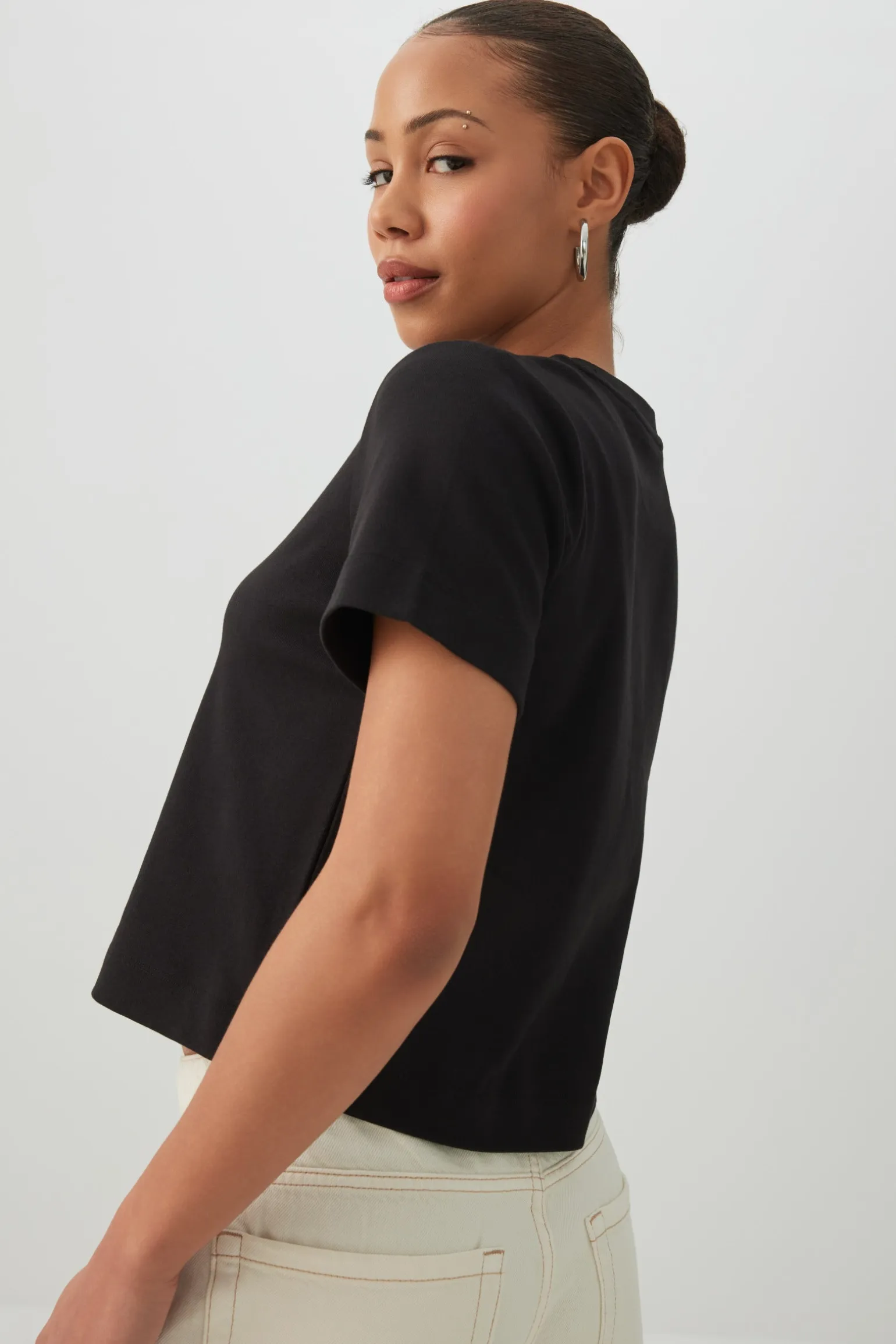 Cropped Boxy Crew Neck T-Shirt