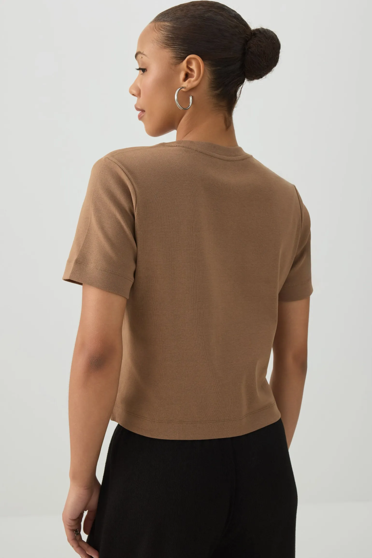 Cropped Boxy Crew Neck T-Shirt