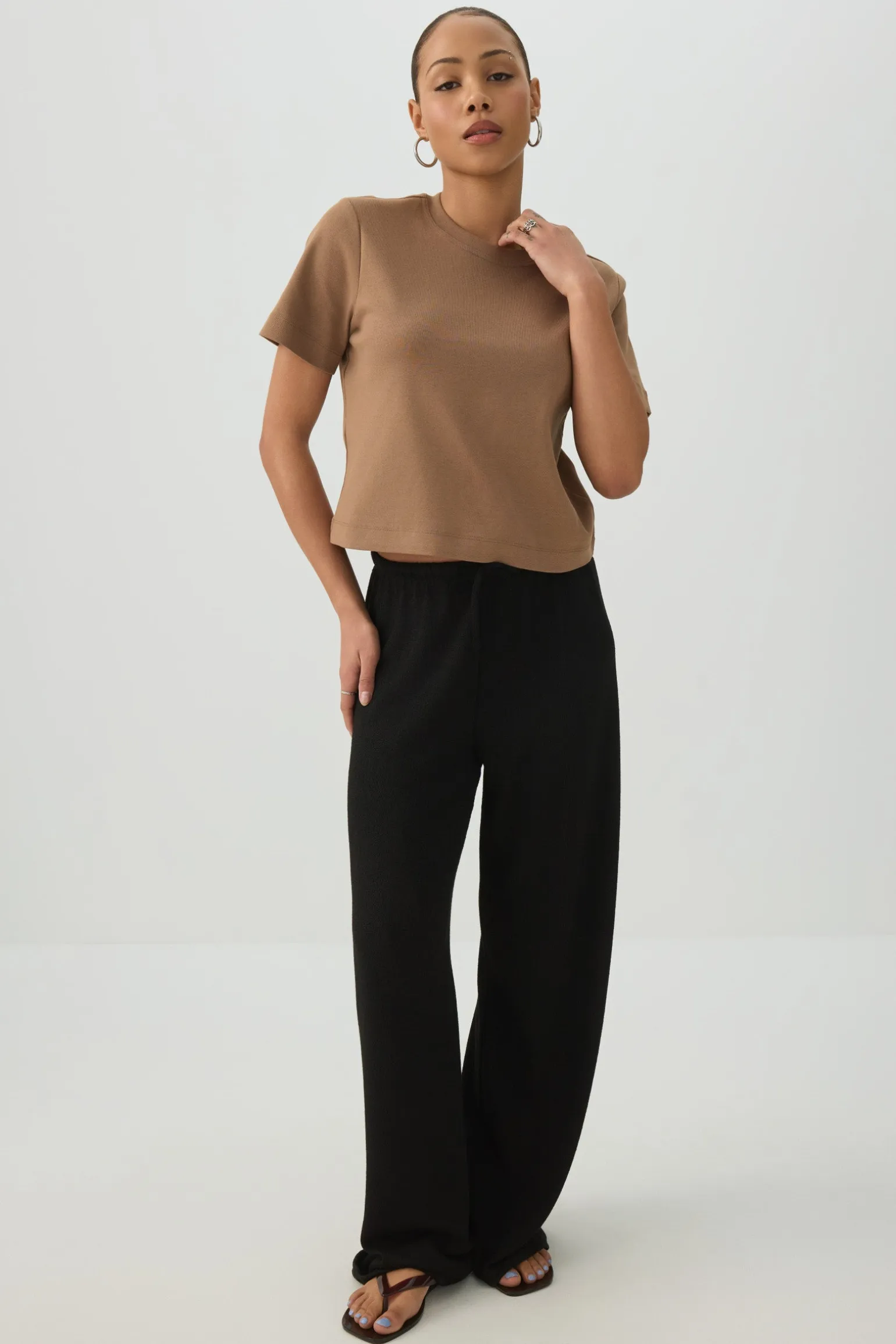 Cropped Boxy Crew Neck T-Shirt
