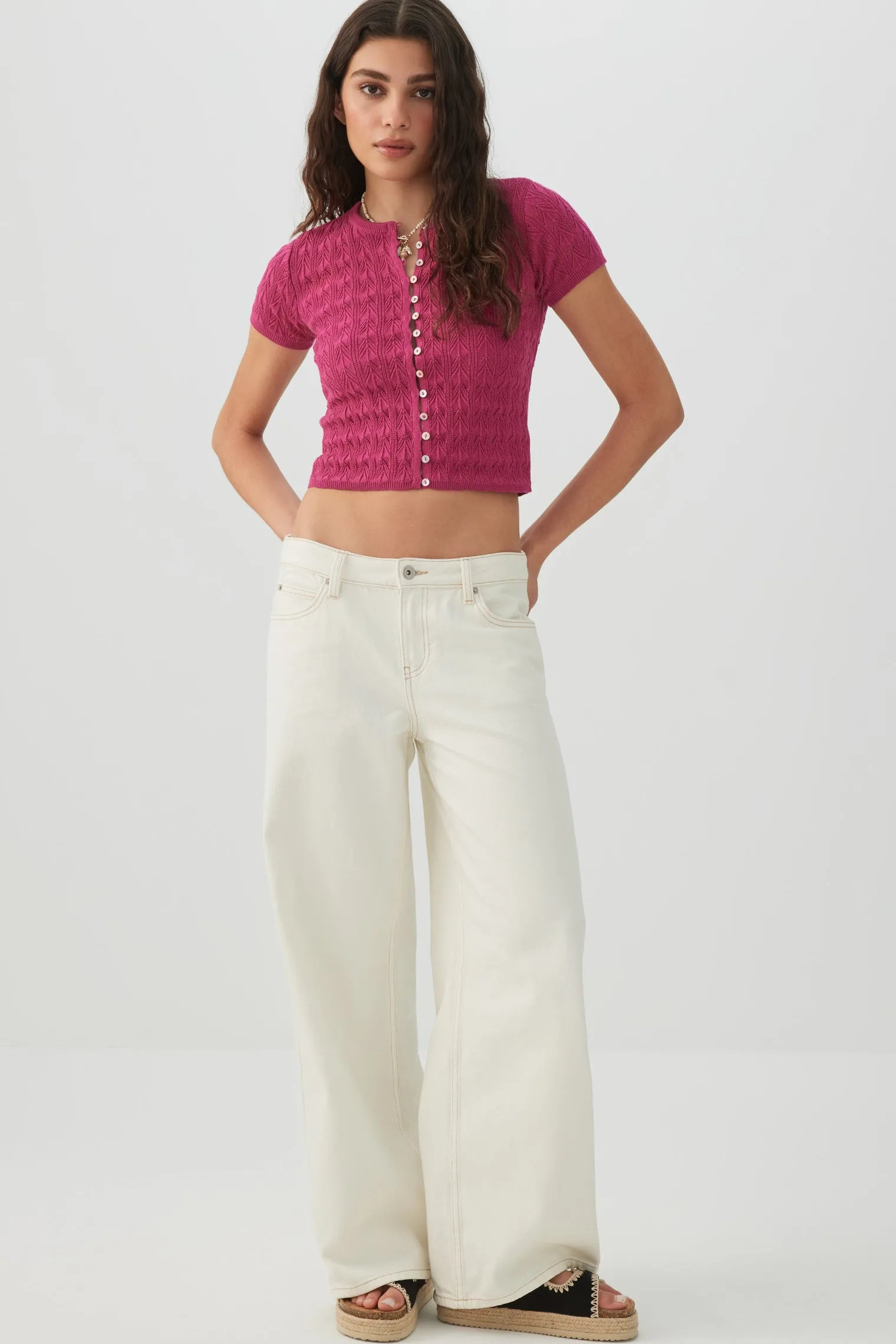 Cropped Open Stitch Sweater