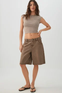 Cropped Ribbed Crew T-Shirt