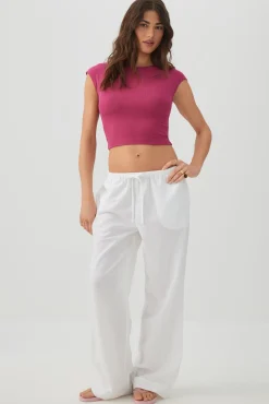 Cropped Ribbed Crew T-Shirt
