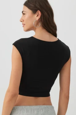 Cropped Ribbed Crew T-Shirt