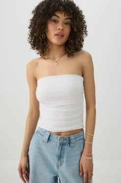 Cropped Ruched Tube Top
