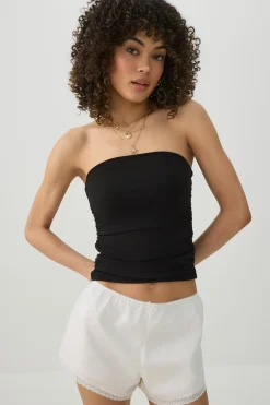 Cropped Ruched Tube Top