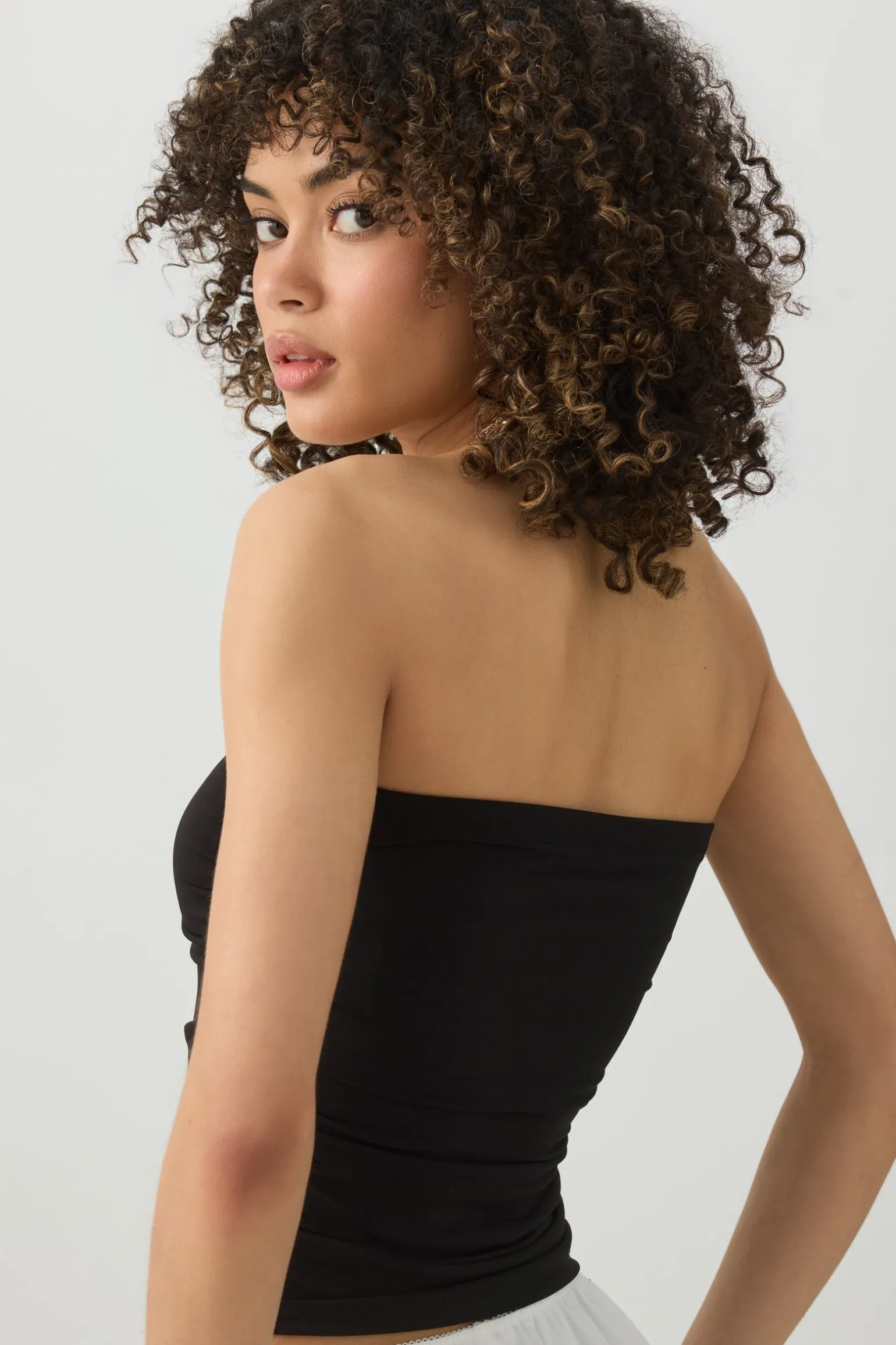 Cropped Ruched Tube Top