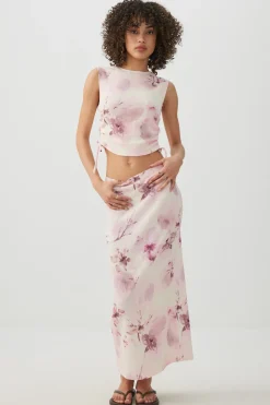 Cropped Tank Top with Side Shirring