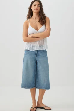 Denim Mid Rise Culottes
