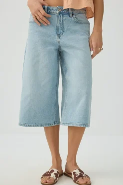 Denim Mid Rise Culottes