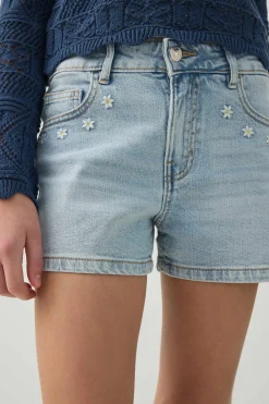 Denim Shorts with Bow Details
