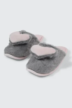 3D Heart Faux Fur Slippers