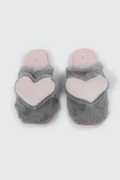 3D Heart Faux Fur Slippers