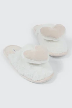 3D Heart Faux Fur Slippers