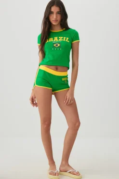 Dolphin Knit Shorts with Contrast Piping
