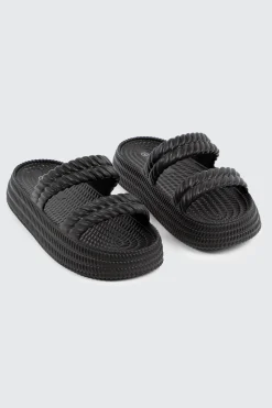 Double Braided Strap Slide Sandals
