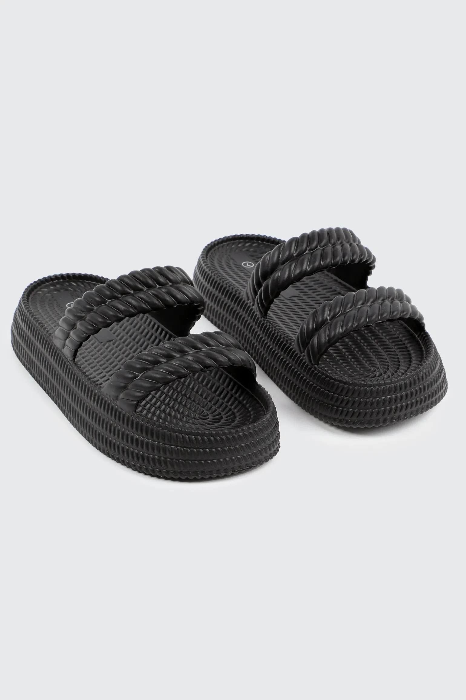Double Braided Strap Slide Sandals
