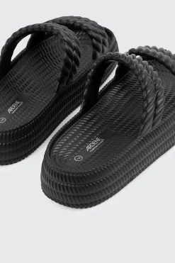 Double Braided Strap Slide Sandals