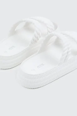 Double Braided Strap Slide Sandals